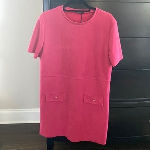 Pink suede Zara shift dress, size L.